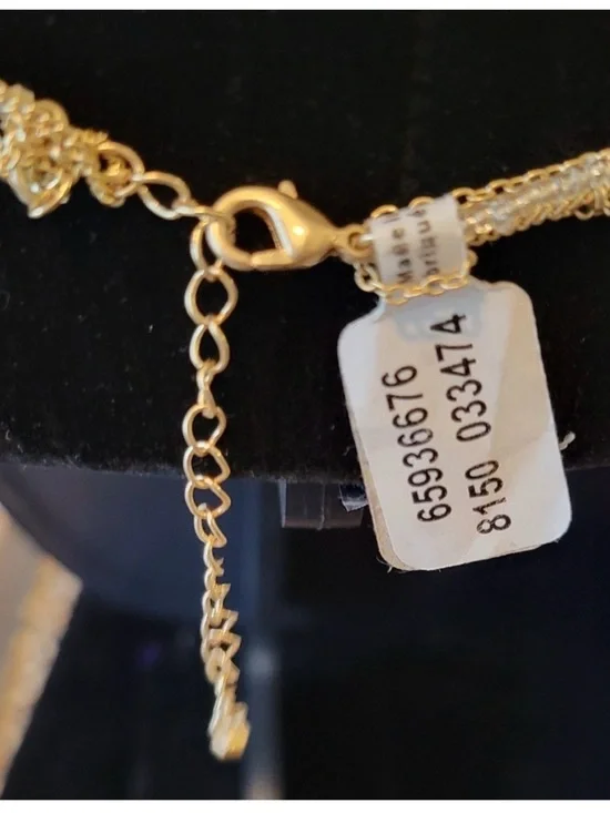 Free People Gold Layered Coin Necklaces with Blue-Green Pendant - Picture 3 of 3